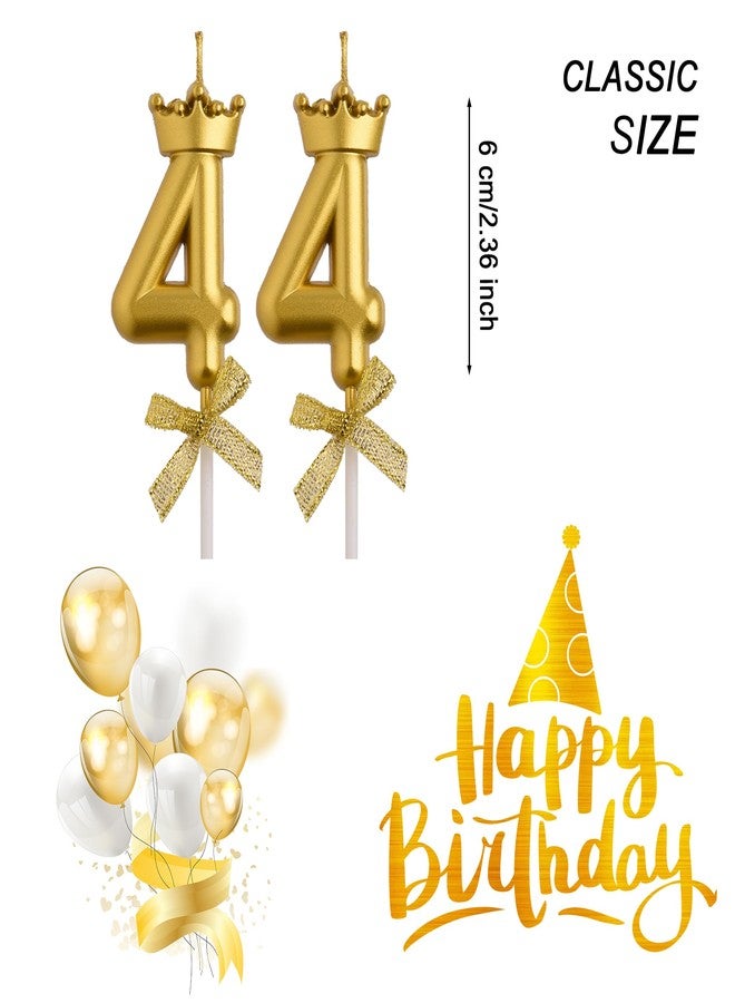 AOOLADA 44th Birthday Candles, Gold 44 Year Old Number Birthday Candles, Happy Birthday Cake Topper Gifts Party Decorations for Men Women - Image 2